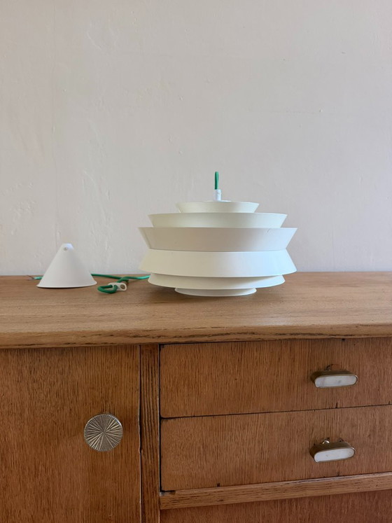 Vintage Carl Thore Trava pendant - Swedish design lamp - Granhaga, Pendant lamps, Aluminium, White (photo 7 of 13)
