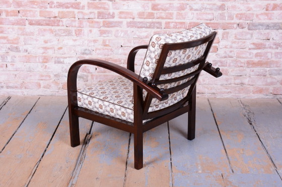 Poltrona Art Déco regolabile restaurata, di Thonet, Faggio, Lucidata, Ceca, anni '20, Poltrone, Tessile, Legno (foto 2 di 15)