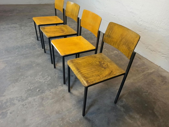 4 x sedie industriali vintage – Sedie da pranzo, Metallo, Legno (photo 5 of 15)
