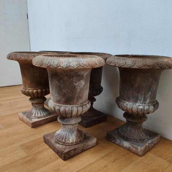 Image 1 of Set van 5 Vintage Franse tuinvazen bloembakken tuinvaas