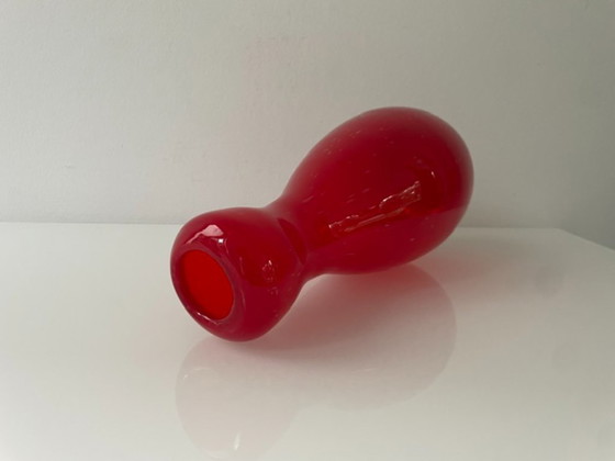 Image 1 of Mouth-blown designer vase of red glass