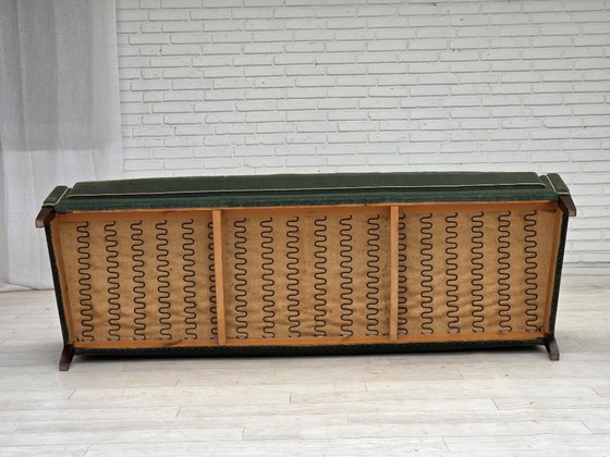 Image 1 of 1960s, 3-Seater Danish Sofa, Green Furniture Velour.