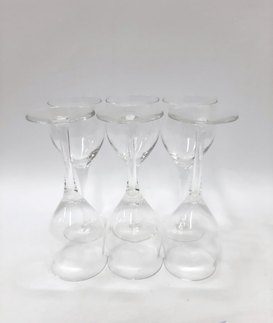 Image 1 of 6 x Calici da vino trasparenti vintage, calici da 17 cm