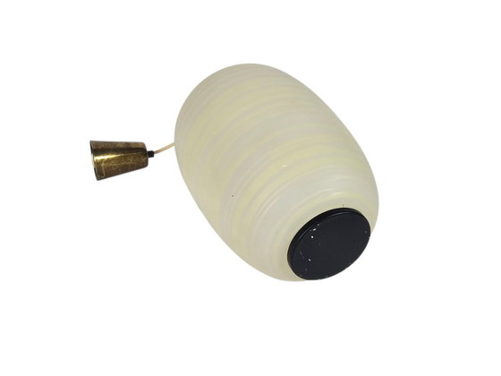 Image 1 of Stilnovo stijl  - attr. Bruno Chiarini - pendant - messing - opaalglas - Italie - 60's