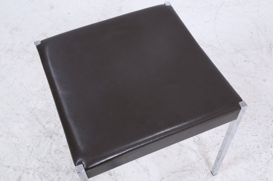 Image 1 of Vintage leather stool | Mid - Century stool chrome | retro chair 60s 70s #07-37