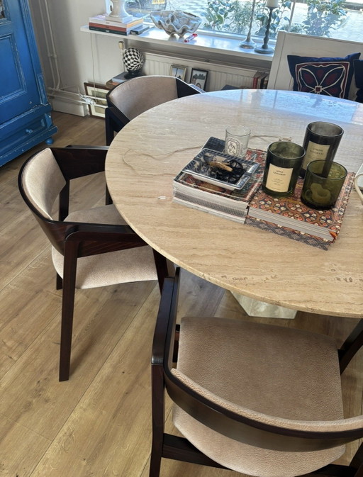 3 chaises de salle à manger design en bois foncé, style japonais moderne Ibiza
