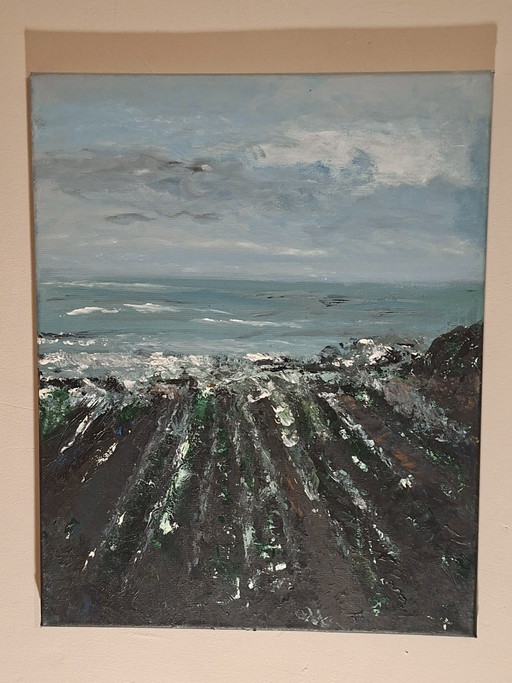 Olieverfschilderij "The Town" – Kathleen Storme – 50x40 cm