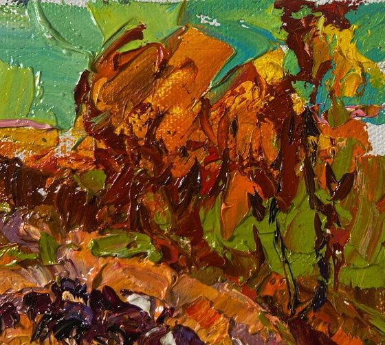 Image 1 of Original Oil Painting Summer Field Landscape Sunny day when nature shines in beauty