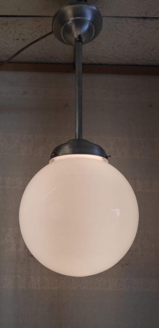 Image 1 of Bauhaus style globe opaline pendant light XL - mid. 20th century 