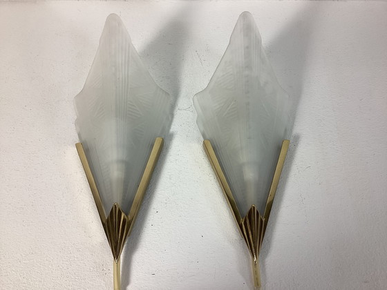 Image 1 of Set di lampade da parete IKEA in stile art deco in vetro rame