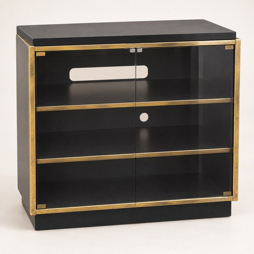 Vintage black and gold TV stand from the 70s/80s