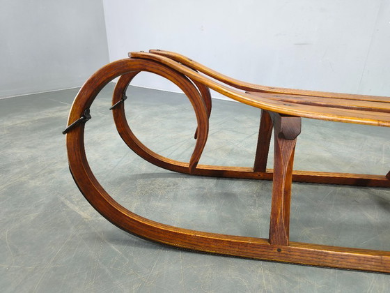 Image 1 of 1930s Czech Oak Art Deco Sled