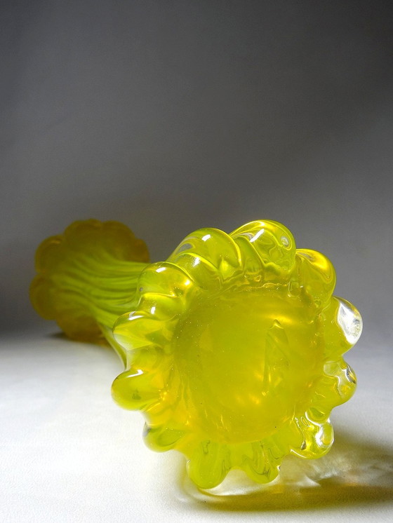 Image 1 of Large Bud Vase Yellow Murano Glass Vintage 60's