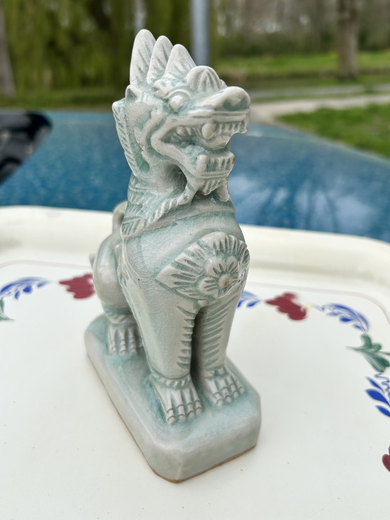 Image 1 of Celadon Foo dog guardian figure 