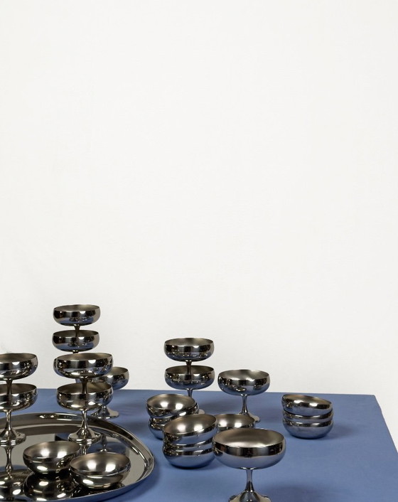 Image 1 of 24 tazze da portata vintage AMC in acciaio inossidabile con vassoio ovale