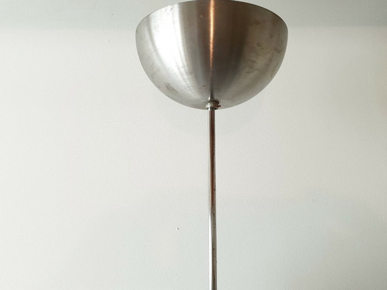 Image 1 of LUSTRE PLAFONNIER SPUTNIK 1970 VINTAGE 3 BOULES VERRE & ACIER CHROME 70S 70'S