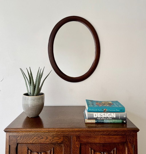 Vintage Ovaler Spiegel mit Holzrahmen