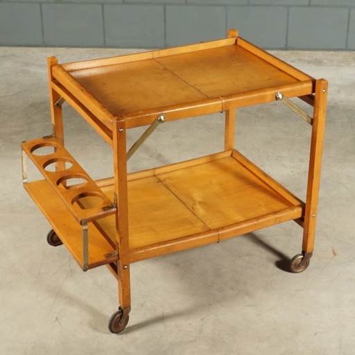 Vintage trolley – serving trolley – bar trolley – 1960s – serveerwagens, Brass, Wood (photo 2 of 15)