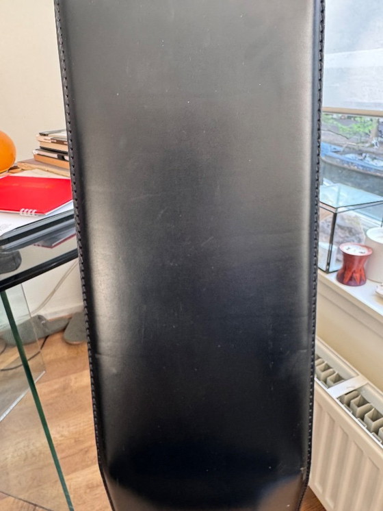 Image 1 of Dining Chairs in Black Leather by Giancarlo Vegni for Fasem, Italy, 1980s, Set of 4