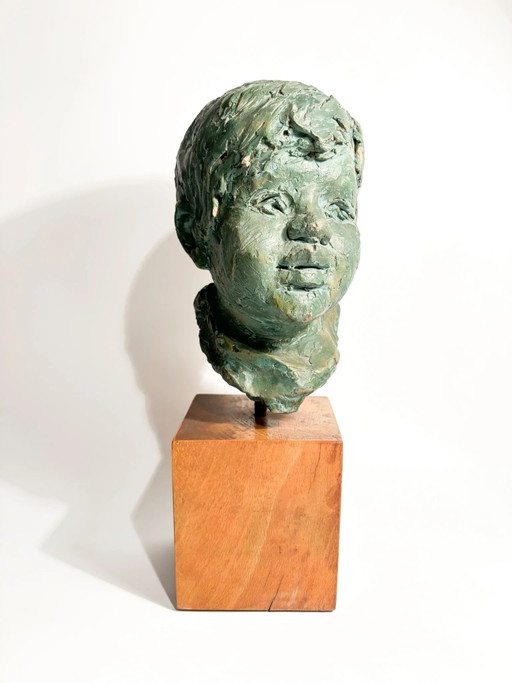Bruno Bambacaro Terracotta Buste van een Jong Persoon, Jaren 70