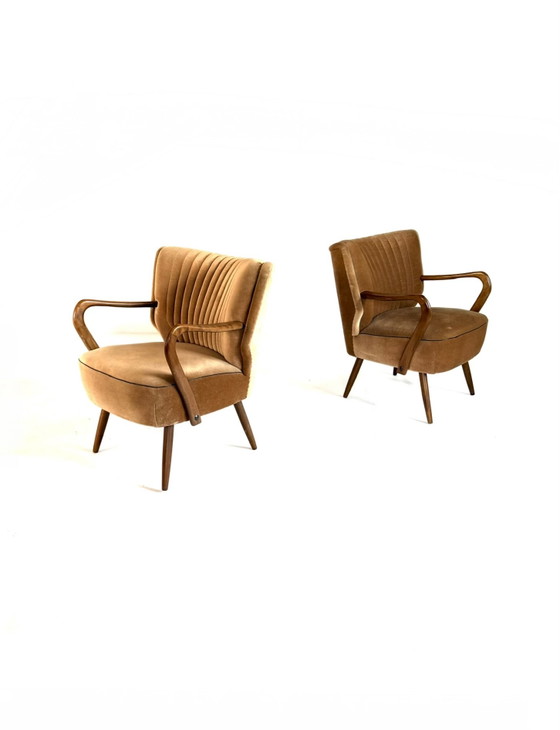 Set di 2 poltrone cocktail vintage in velluto anni '60 – Legno, Tessile (photo 3 of 9)