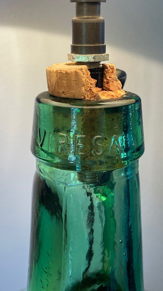 Image 1 of Lampe Dame Jeanne Verte Rotin Viresa Vintage