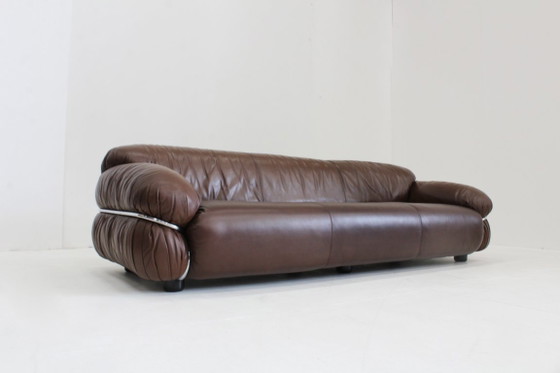 Image 1 of Gianfranco Frattini Sesann sofa Cassina 1970s in brown leather
