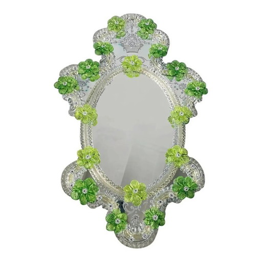 Contemporary Venetian Oval Hand-Carved Mirror by Simoeng