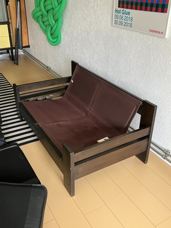 Image 1 of Leolux - Sofá de dos plazas de cuero negro modelo 757, Harry de Groot