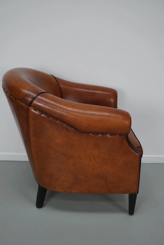 Image 1 of Vintage Nederlandse cognackleurige leren clubfauteuil