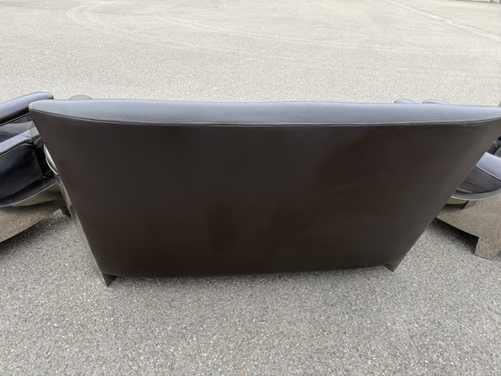 Image 1 of Art Deco 2-zits clubzetel 2x fauteuil Inox bruin