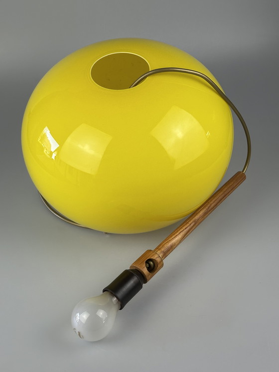 Image 1 of Lampada da soffitto in teak degli anni '60/'70 di Uno &amp; Östen Kristiansson per Luxus Sweden