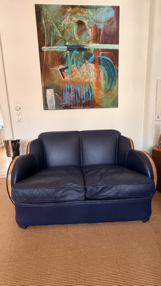 Art Deco 'Cloud' Couches, Mid-Century Style by Harry & Lou Epstein – Wood, Leather (photo 2 of 7)