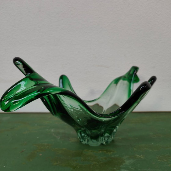 Image 1 of Ciotola per frutta in vetro verde vintage Ciotola in vetro di Murano