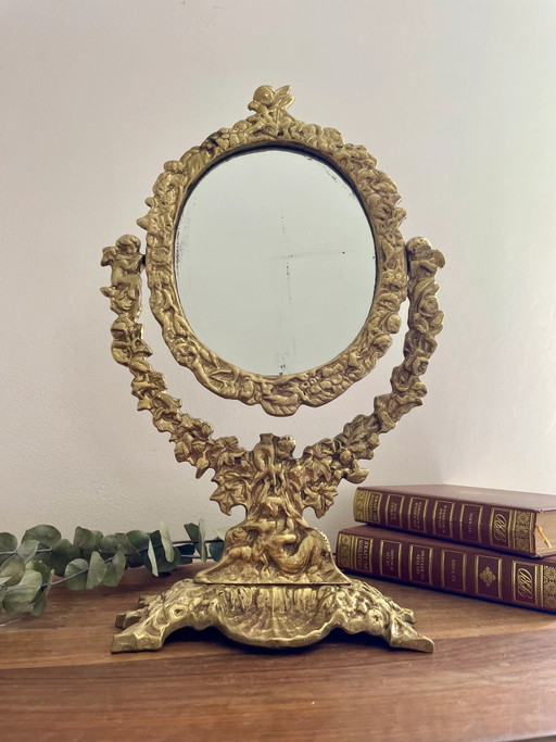 Vintage Bronze Freistehender Kippspiegel