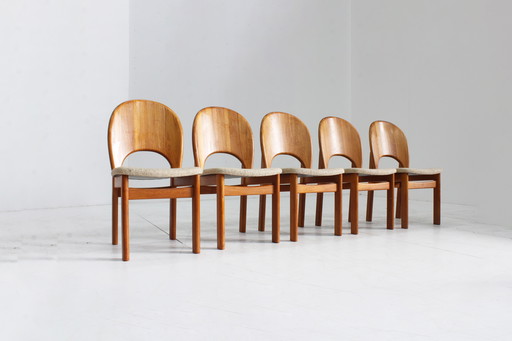 5 Chaises de salle à manger vintage danoises Mid Century Glostrup