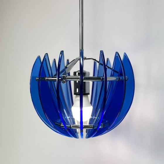 Image 1 of Vintage blue Murano pendant lamp by Veca