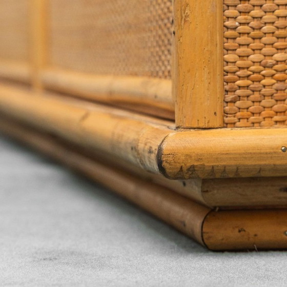 Image 1 of GEMODERNISEERD VINTAGE DRESSOIR VAN BAMBOE EN ROTAN UIT DE JAREN 70