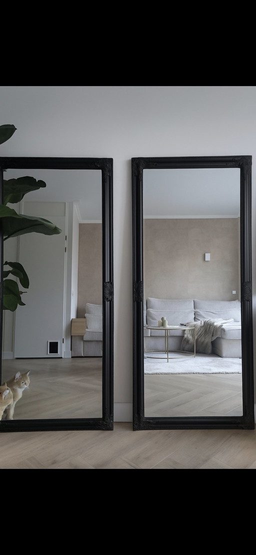 2 grands miroirs identiques noirs mats hotel chic