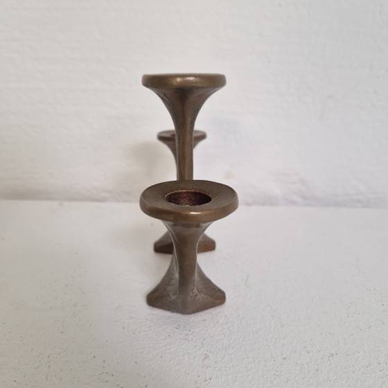 Image 1 of Vintage brutaliststijl koperen/bronze kandelaar