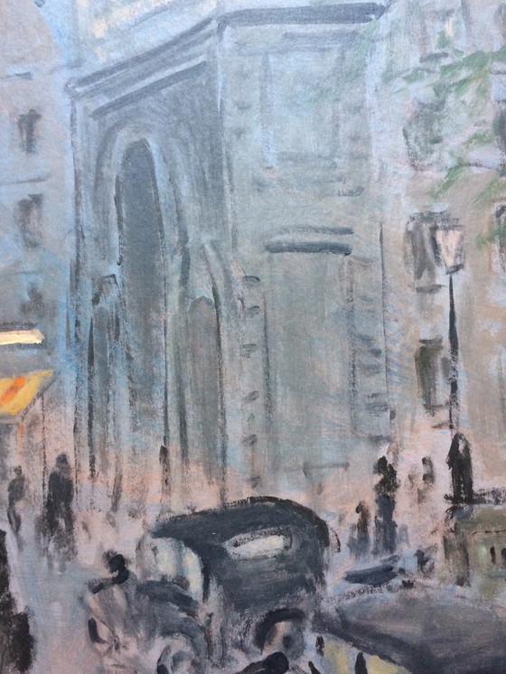 Image 1 of Oil on panel by the painter Henry Saint-Clair (1899-1990) "The Saint-Martin Gate in Paris"