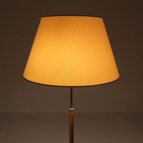 Image 1 of 1x Scandinavische Chroom Met Teak Vloerlamp 1960s