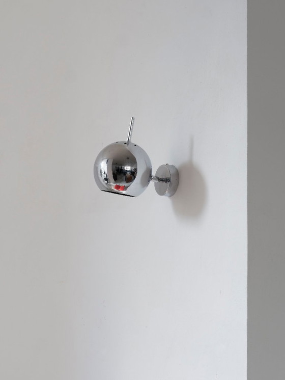 Image 1 of Aplique de pared cromado Eyeball, diseño italiano, años sesenta