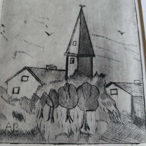Originele droogpuntets van Anton Brunia – Ingelijste vintage grafische kunst