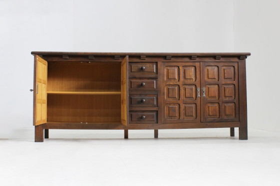 Vintage Brutalist Sideboard 1970s – Wood (photo 6 of 10)