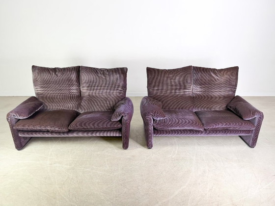 Image 1 of 2x divano a due posti Cassina Maralunga divano in tessuto a coste Vico Magistretti