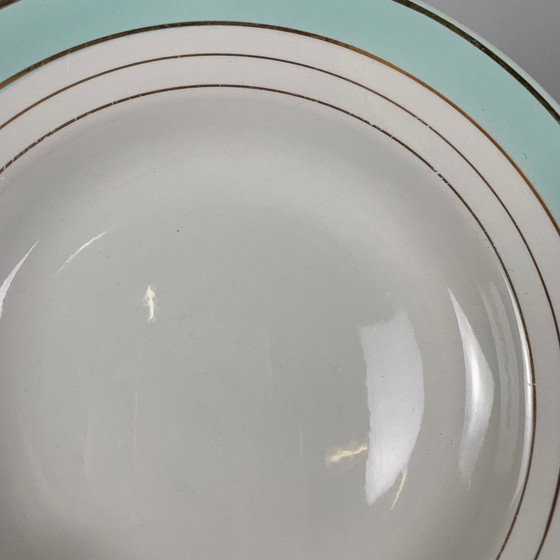 Image 1 of Set di 6 piatti fondi modello "Régence" Lunéville, verde acqua, fine XIX secolo