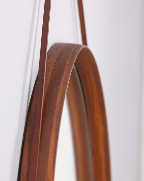 Image 1 of VINTAGE 1970S OVAL WALL MIRROR IN WOOD, ITALIAN DESIGN