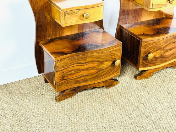 Image 1 of Pair of Art Deco bedside tables in walnut, 1940