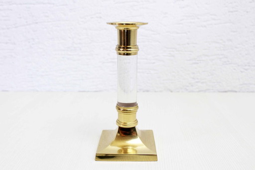 Vintage kandelaar in luciet en messing